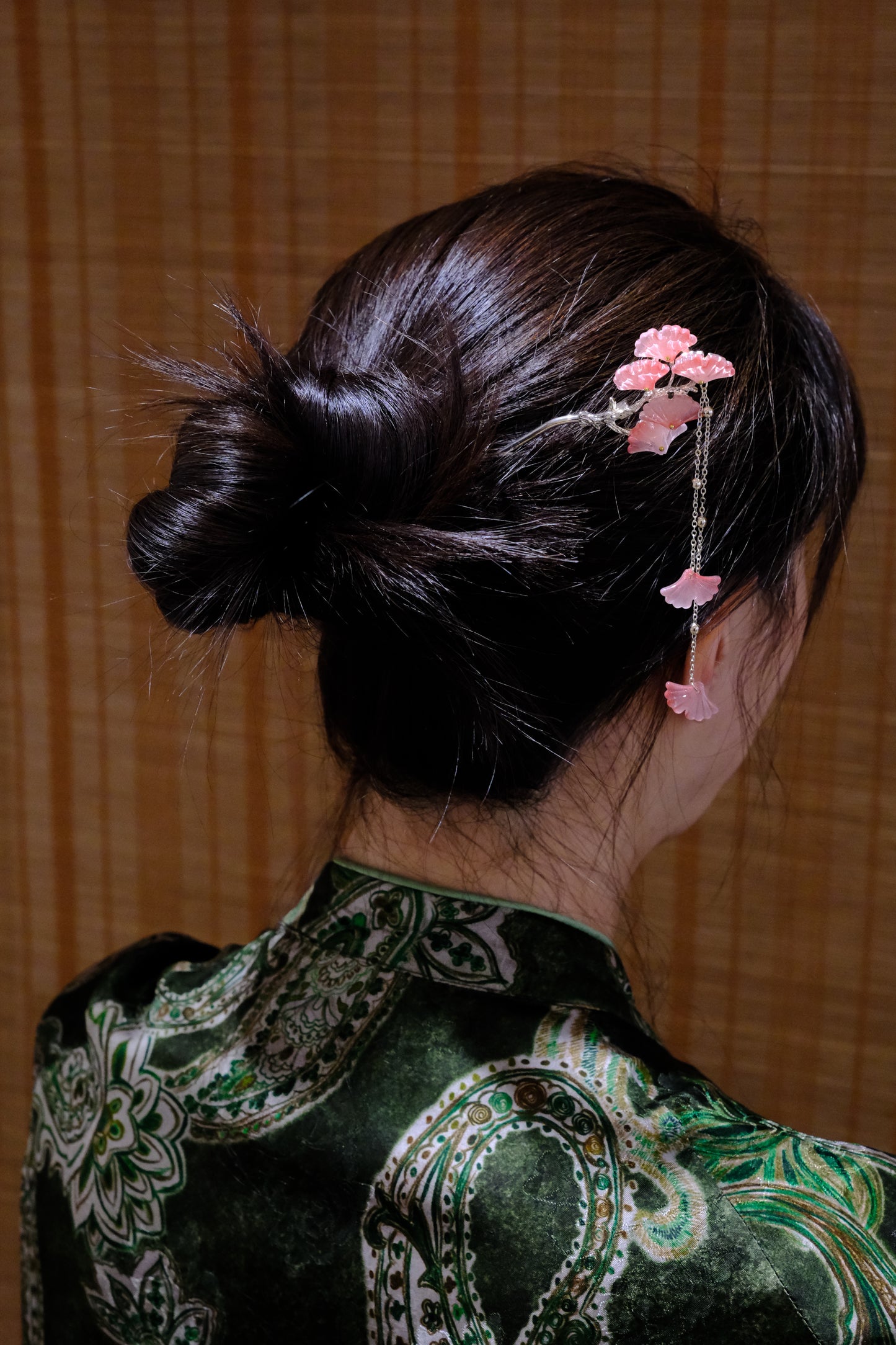 Pink Petal Ginkgo Hairpin