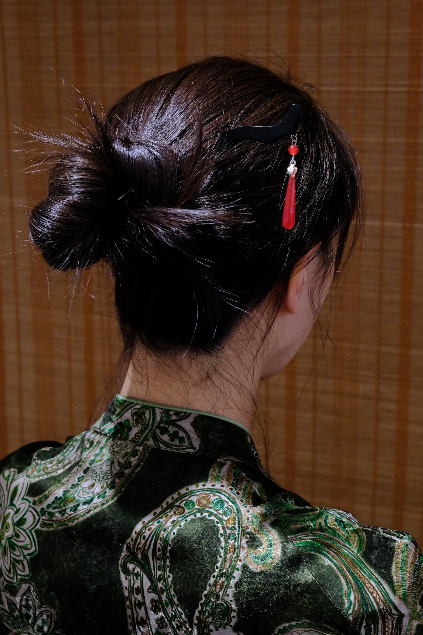 Red Tassel Wooden Hairpin