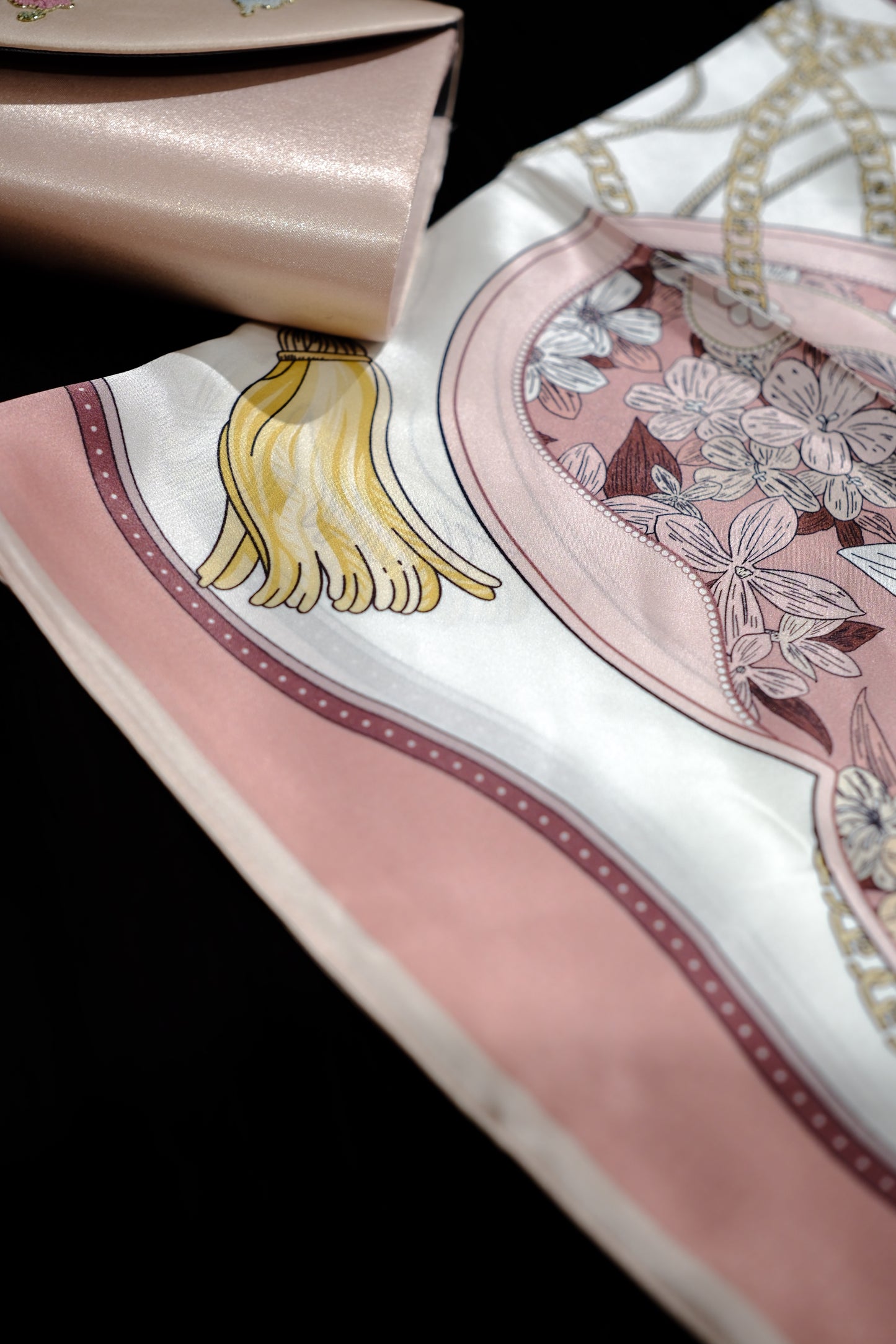 Silk Scarf – Blush Pink Classic Floral Style