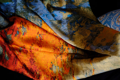 Abstract Green & Gold Square Scarf