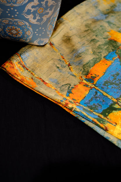 Abstract Green & Gold Square Scarf