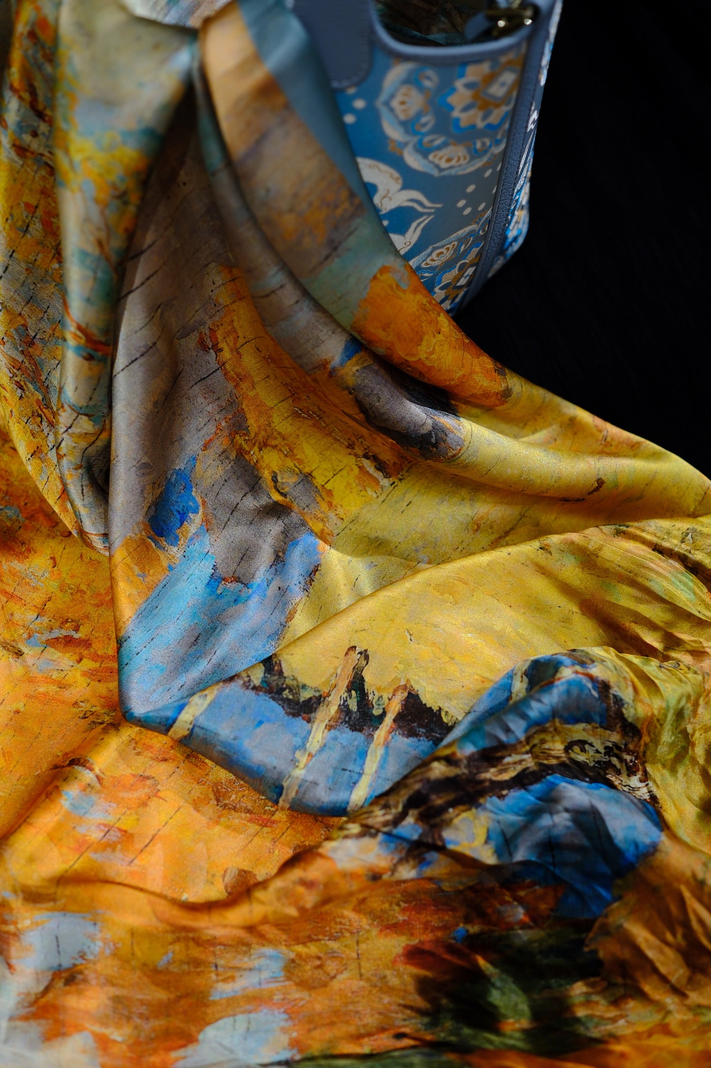 Abstract Green & Gold Square Scarf