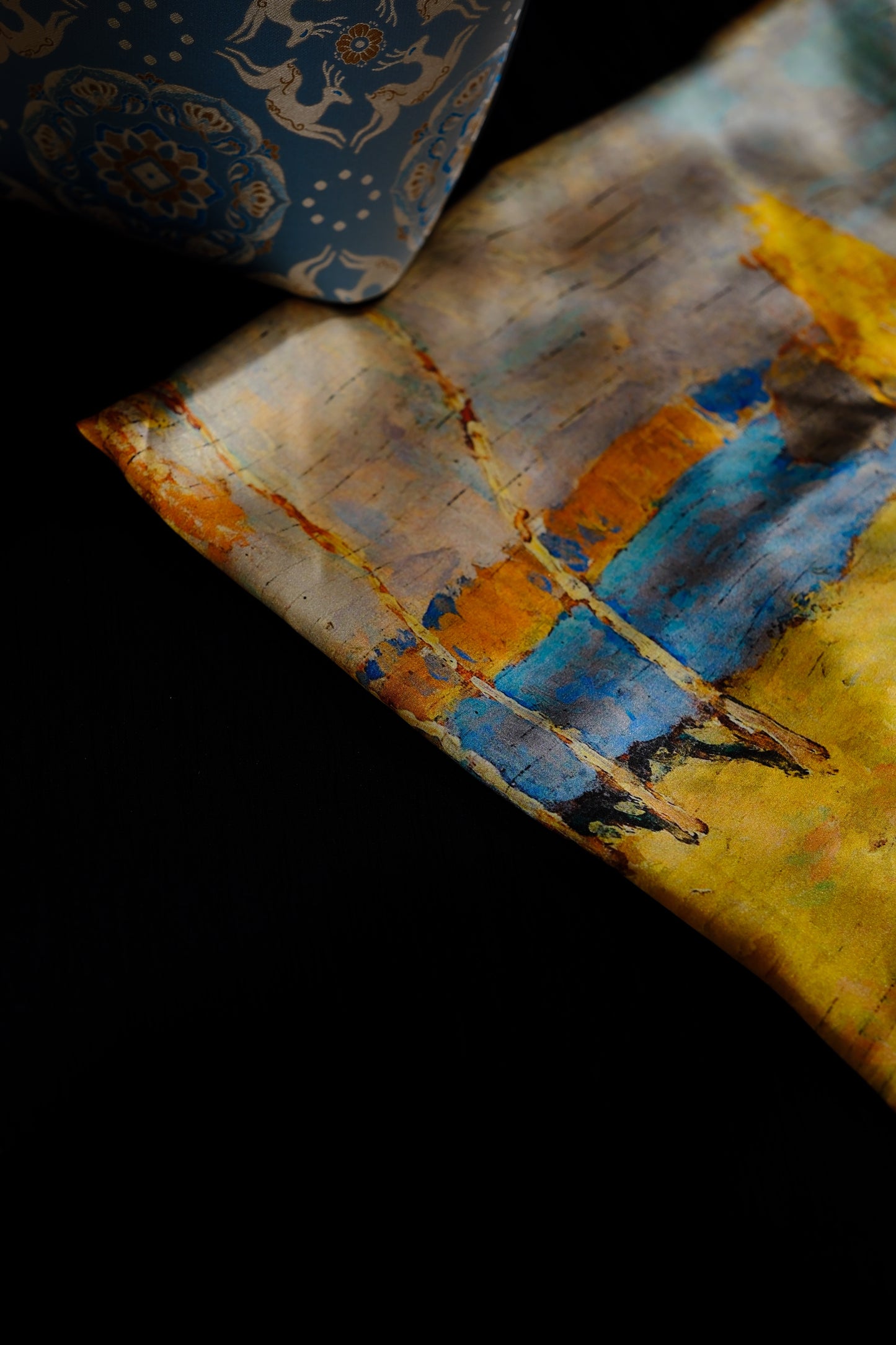 Abstract Green & Gold Square Scarf