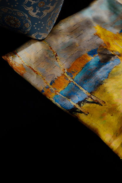 Abstract Green & Gold Square Scarf