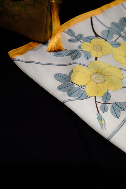Yellow Floral Botanical Square Scarf