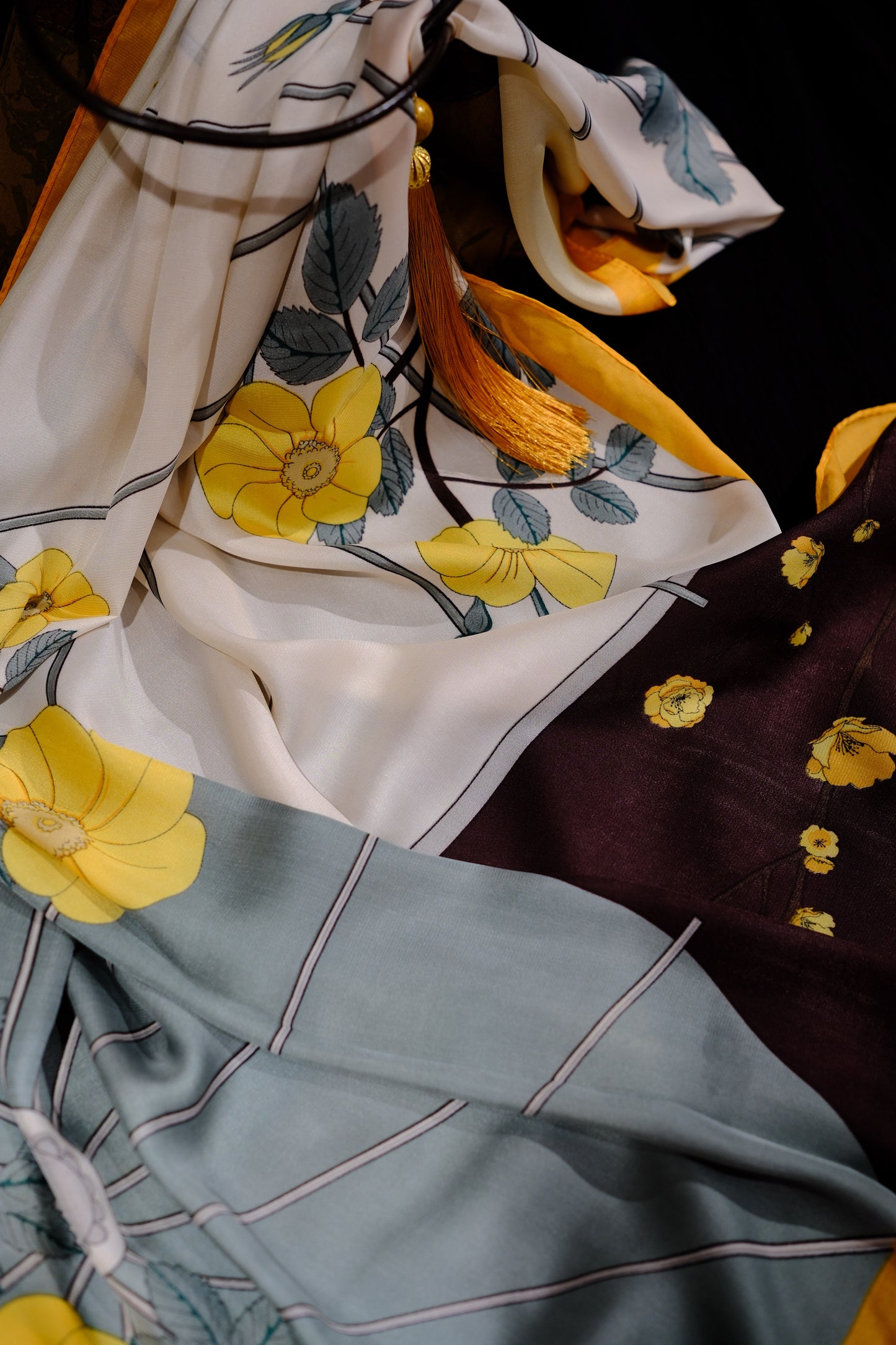 Yellow Floral Botanical Square Scarf