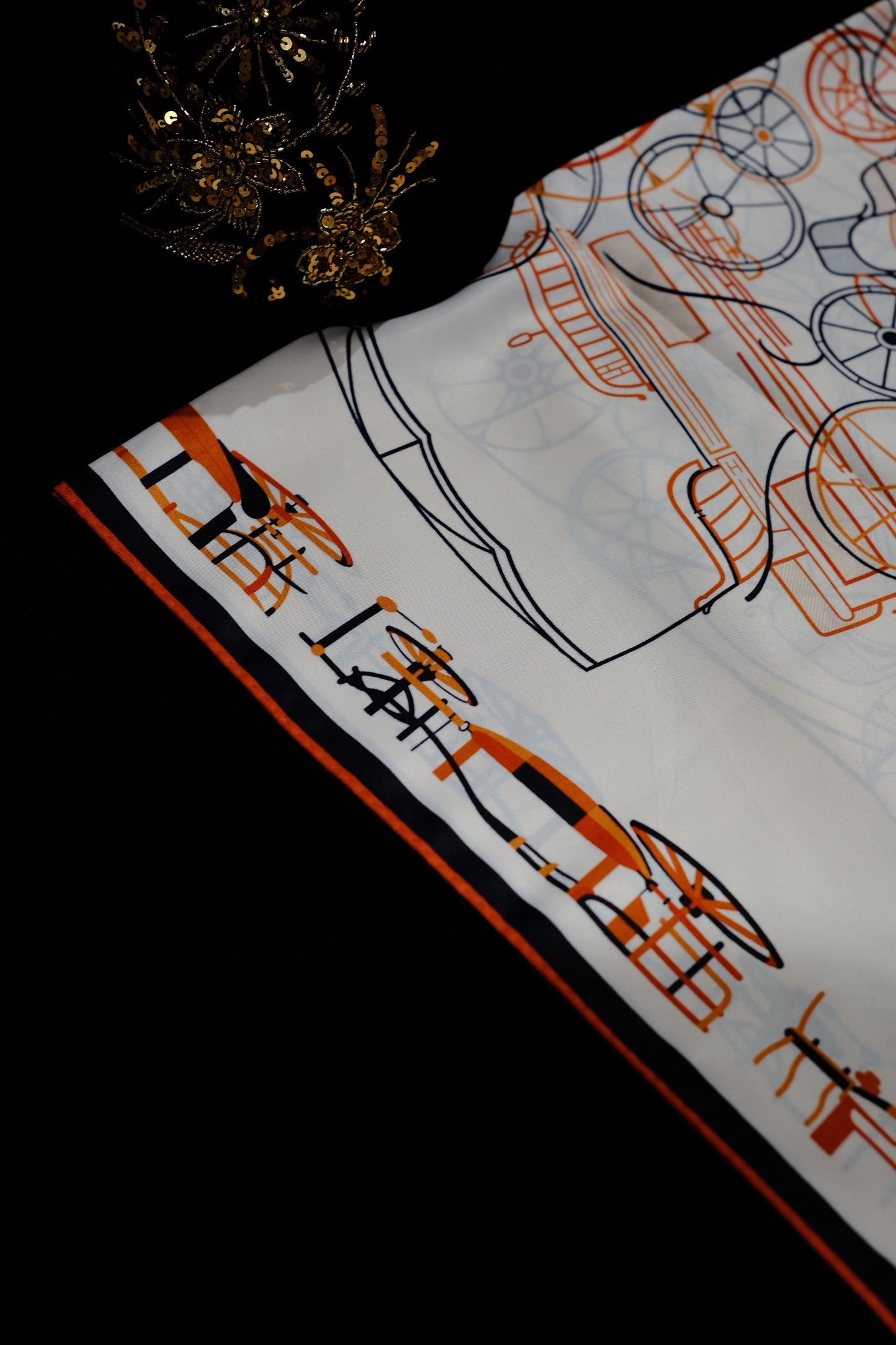 Double-Sided Abstract Line Art Silk Square Scarf