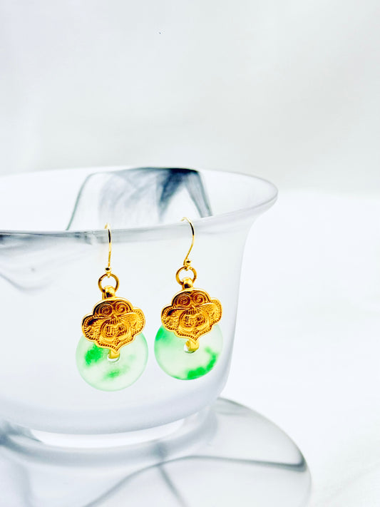 Golden Cloud Jade Earrings - ORIENTAL BOUTIQUE