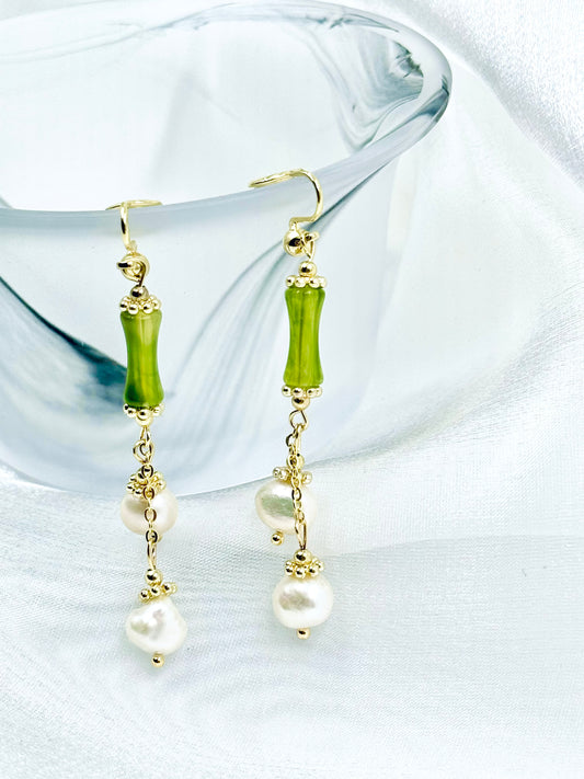 Bamboo Pearl Grace Earrings - ORIENTAL BOUTIQUE