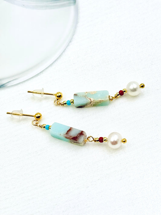 Aqua Pearl Harmony Earrings - ORIENTAL BOUTIQUE