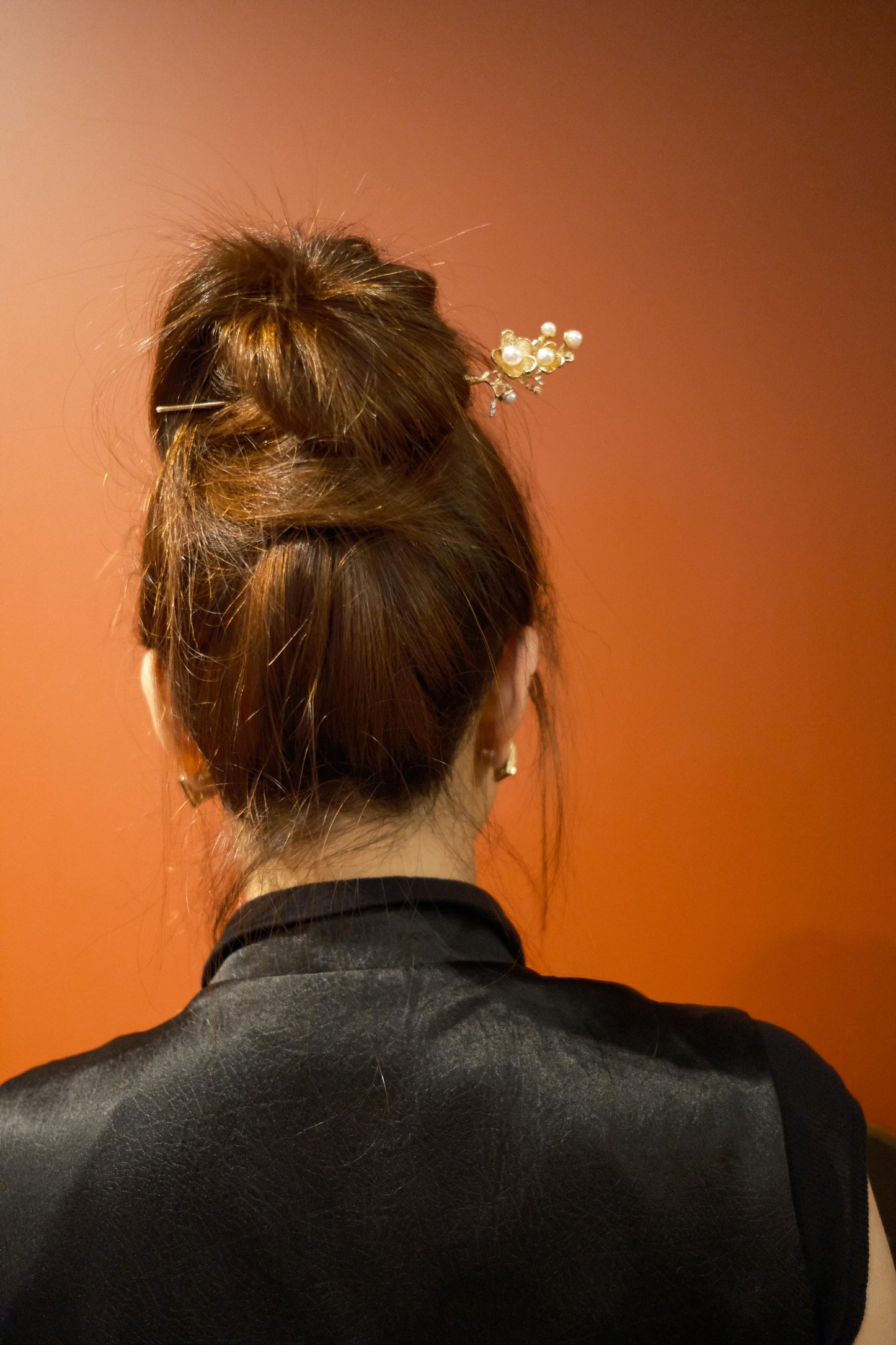 Gold Floral Pearl Hairpin