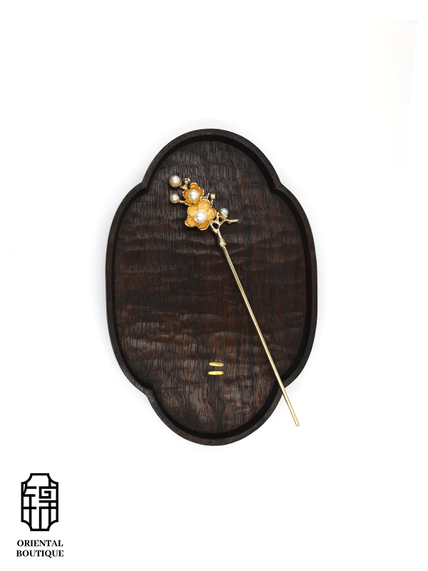 Gold Floral Pearl Hairpin - ORIENTAL BOUTIQUE
