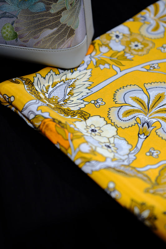 Golden Floral Heritage Large Square Scarf