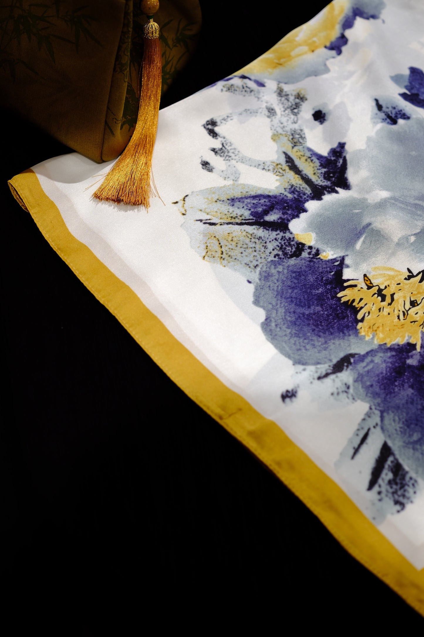 Silk Scarf – Ink Floral Oriental Style