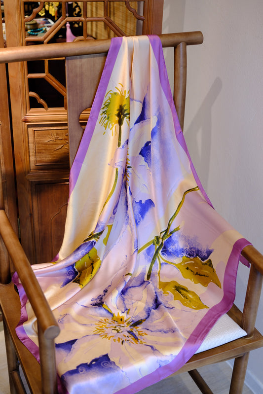 Silk Scarf – Watercolour Floral Oriental Style