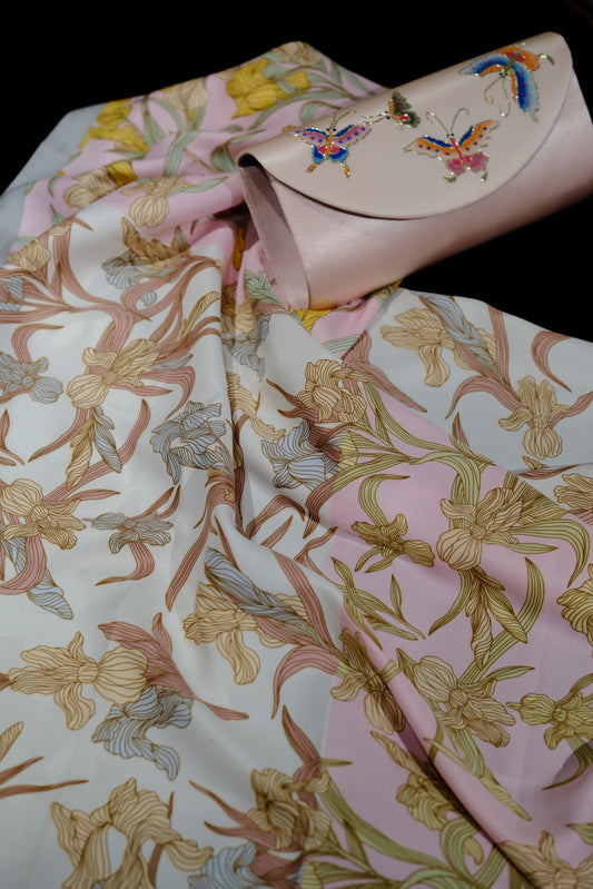 Silk Scarf – Pastel Floral Oriental Style