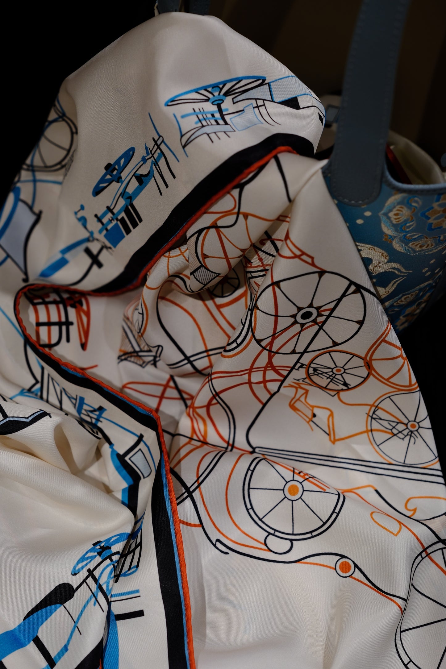 Double-Sided Abstract Line Art Silk Square Scarf