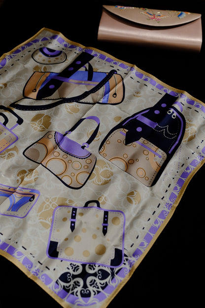 Double-Sided Handbag Print Silk Square Scarf