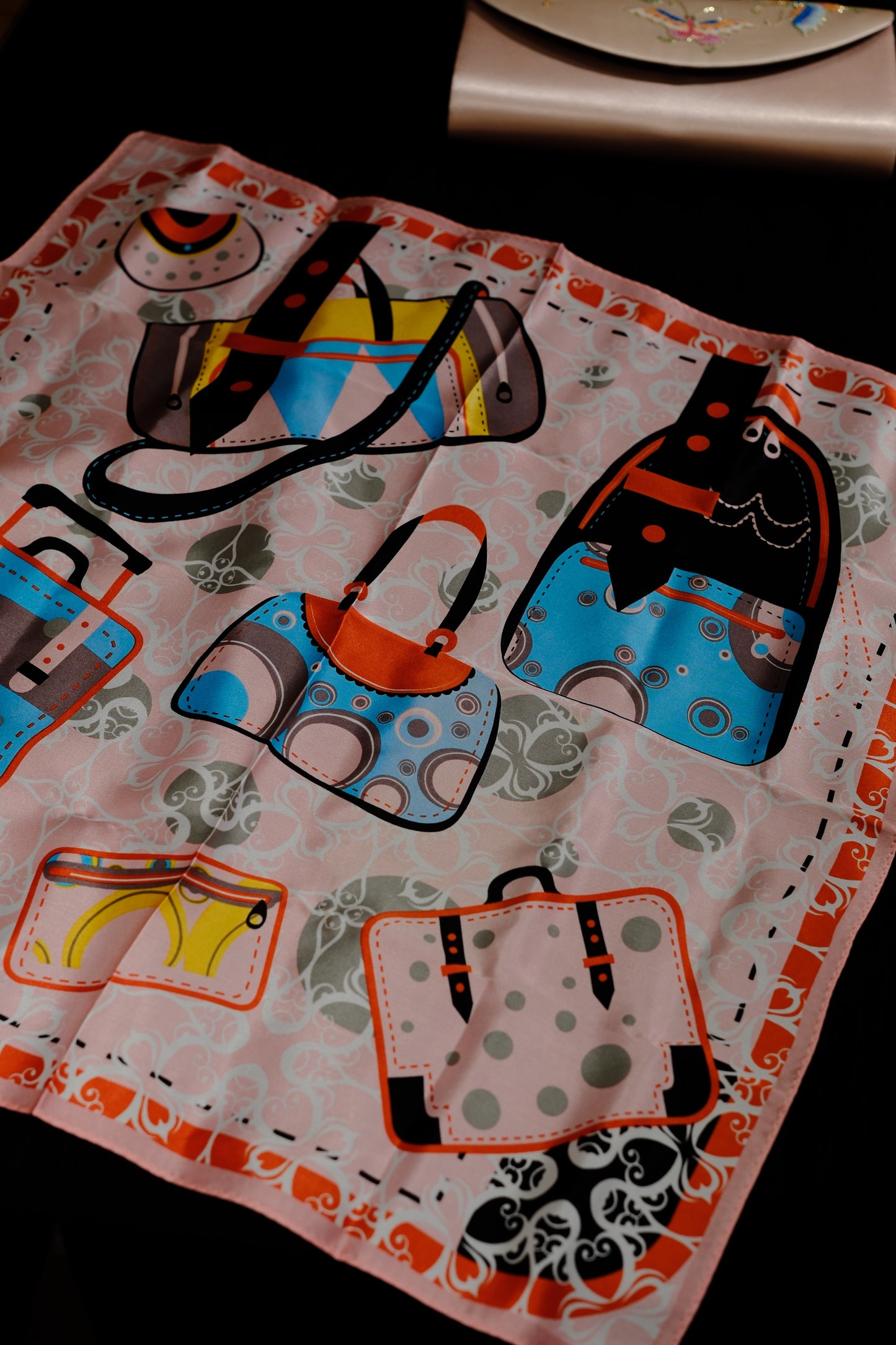 Double-Sided Handbag Print Silk Square Scarf