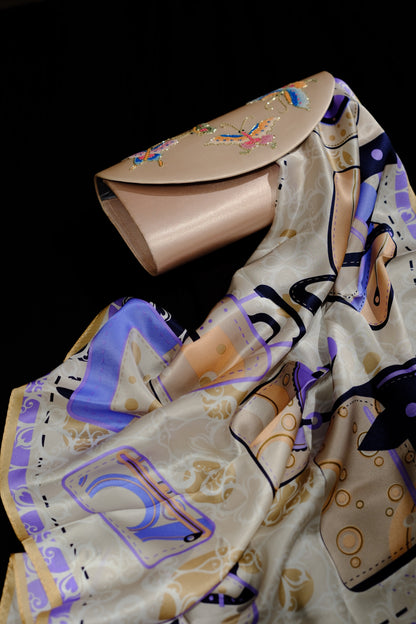 Double-Sided Handbag Print Silk Square Scarf