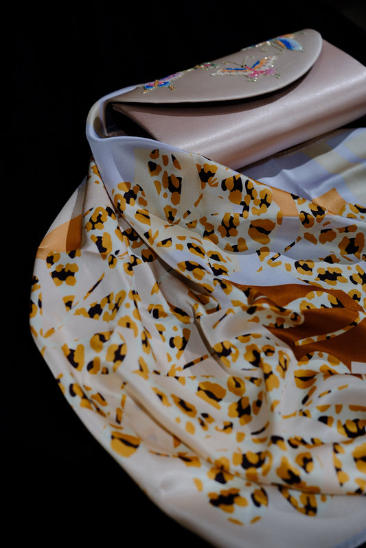 Leopard Bloom Silk Square Scarf