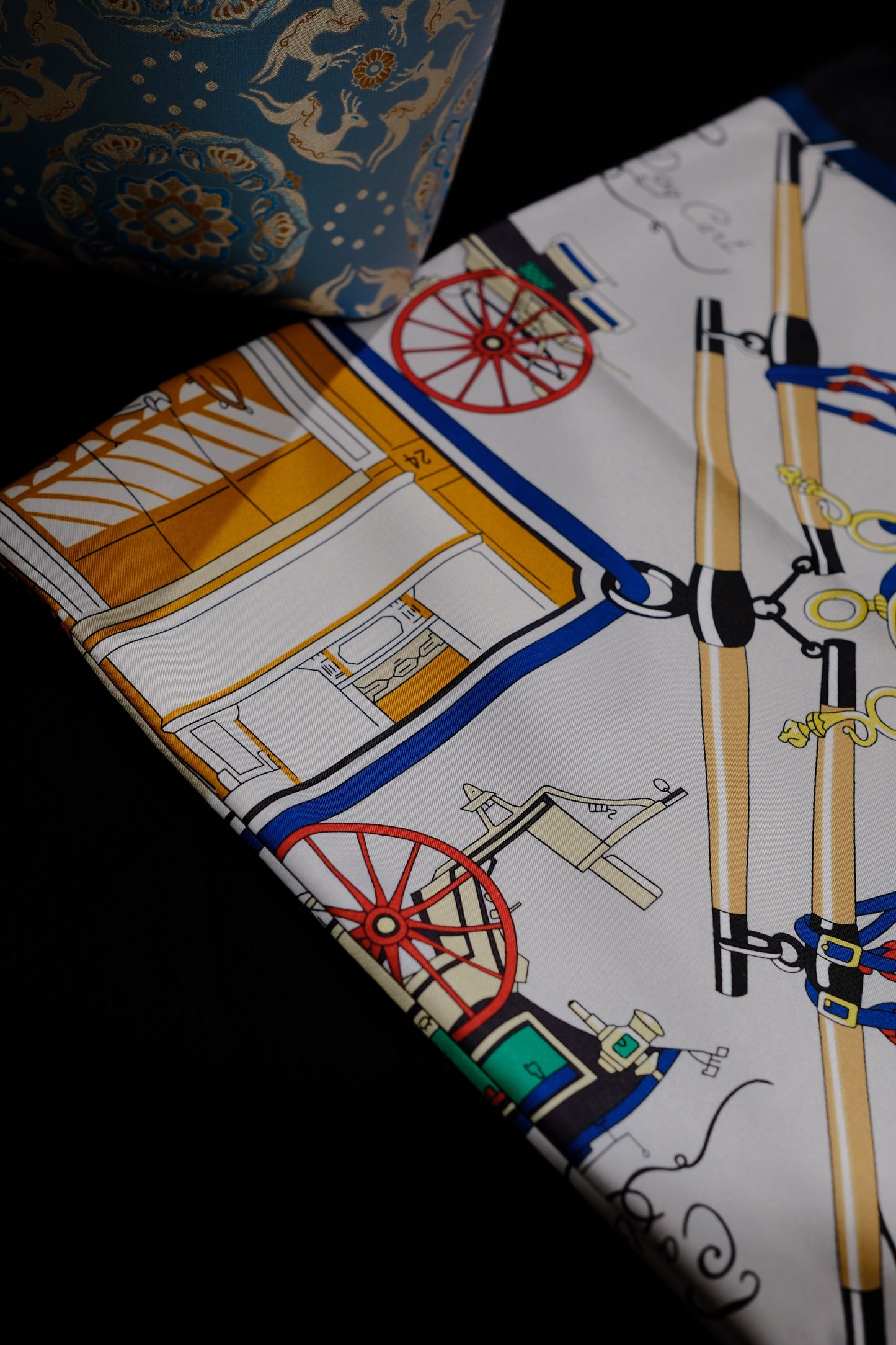 Double-Sided Carriage Motif Square Silk Scarf