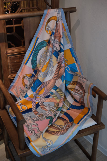 Reversible Rope Motif Square Scarf