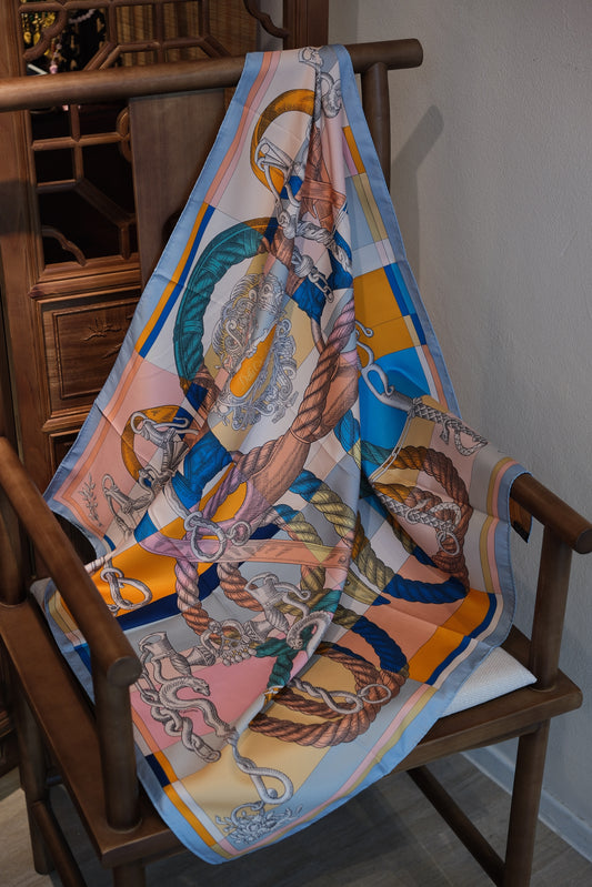 Reversible Rope Motif Square Scarf