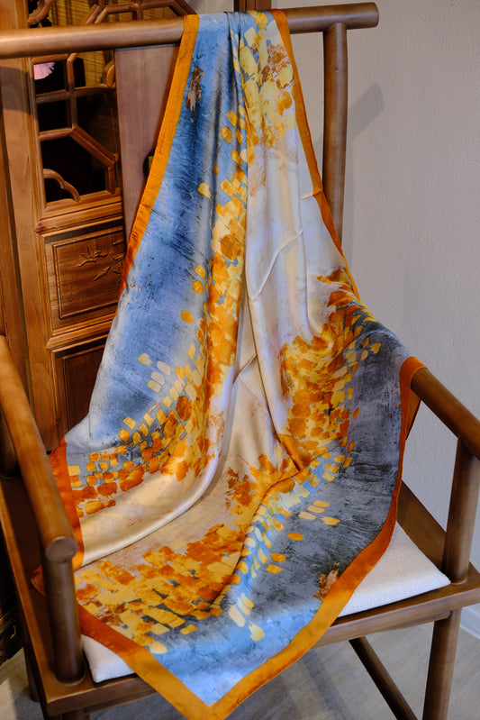 Abstract Blue & Gold Square Scarf