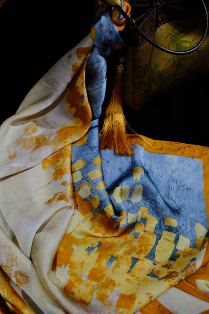 Abstract Blue & Gold Square Scarf