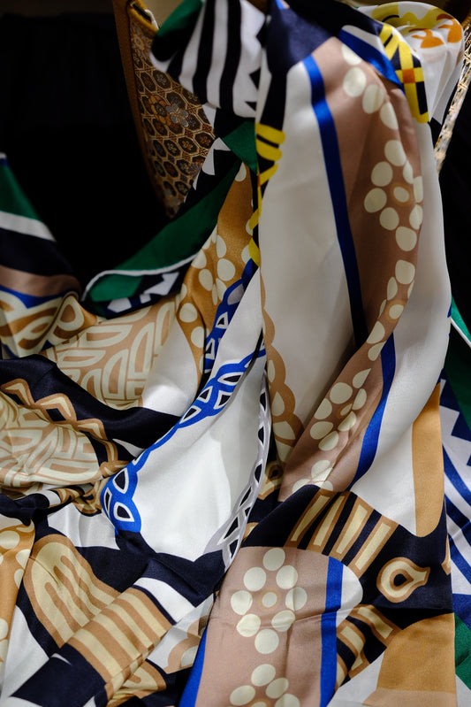 Geometric Green & Blue Square Scarf