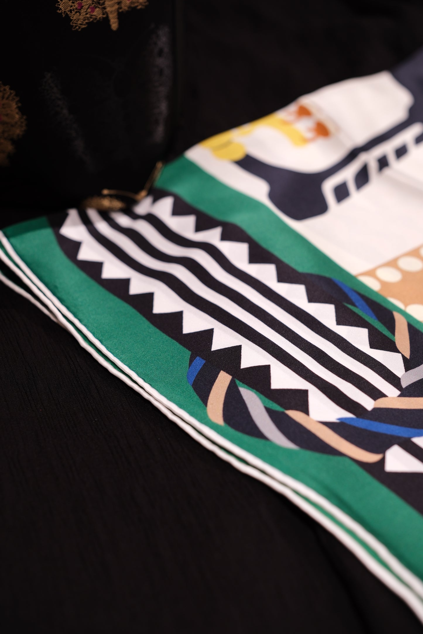 Geometric Green & Blue Square Scarf