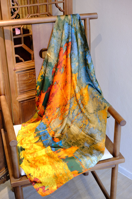 Abstract Green & Gold Square Scarf