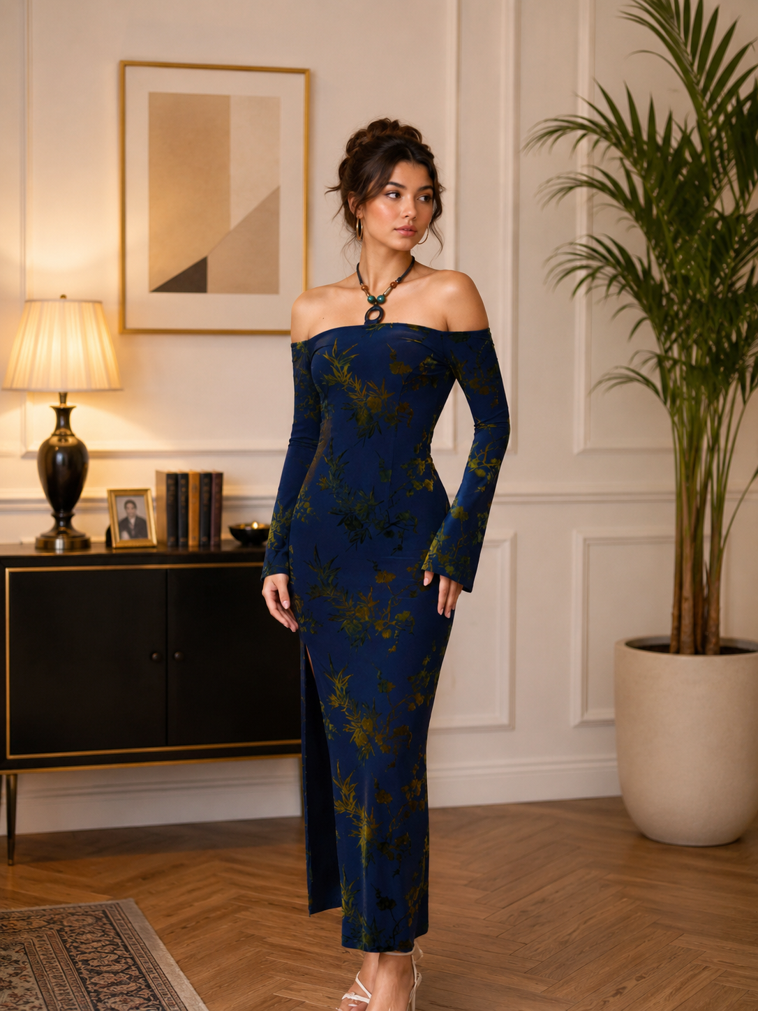 Midnight Off-Shoulder Maxi Dress