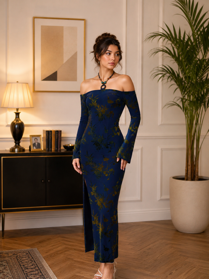 Midnight Off-Shoulder Maxi Dress